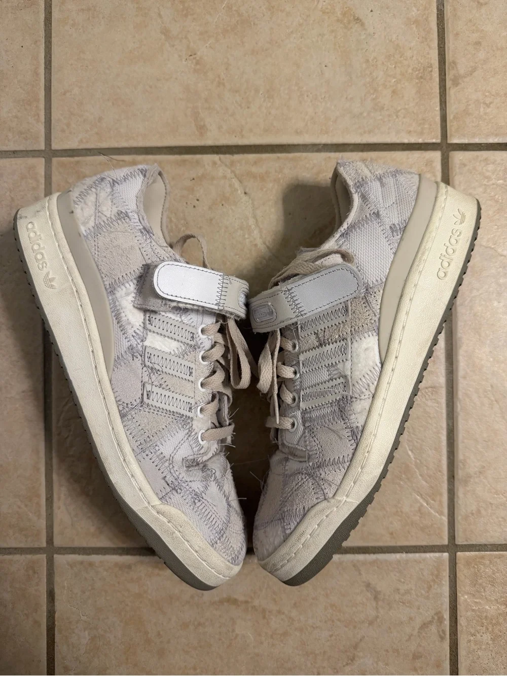adidas Low-Top Sneakers in Light Gray and Creamy White